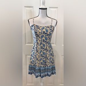 BeBop Yellow/Blue Sun Dress with back zipper and adjustable straps size: M